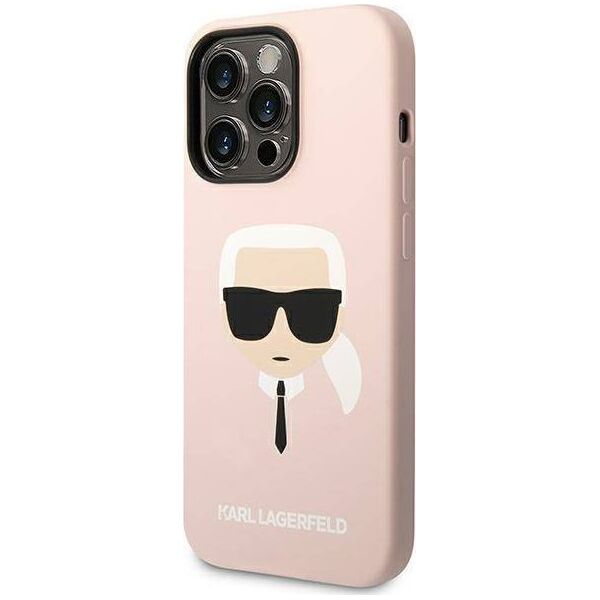 Karl Lagerfeld Etui Karl Lagerfeld KLHCP14LSLKHLP Apple iPhone 14 Pro hardcase różowy/pink Silicone Karl`s Head
