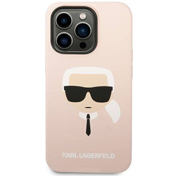 Karl Lagerfeld Etui Karl Lagerfeld KLHCP14LSLKHLP Apple iPhone 14 Pro hardcase różowy/pink Silicone Karl`s Head