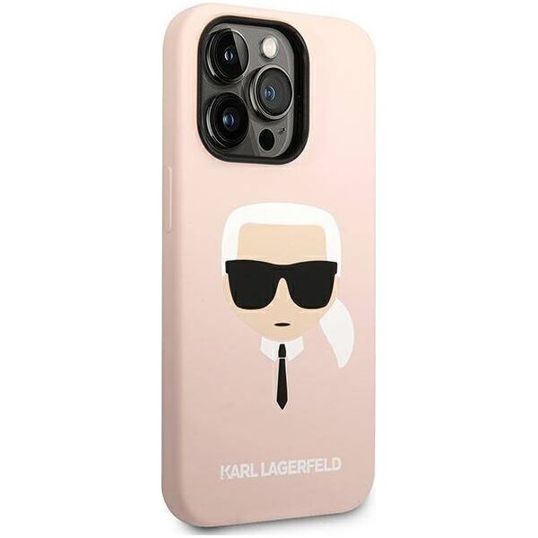 Karl Lagerfeld Etui Karl Lagerfeld KLHCP14LSLKHLP Apple iPhone 14 Pro hardcase różowy/pink Silicone Karl`s Head