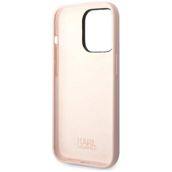 Karl Lagerfeld Etui Karl Lagerfeld KLHCP14LSLKHLP Apple iPhone 14 Pro hardcase różowy/pink Silicone Karl`s Head