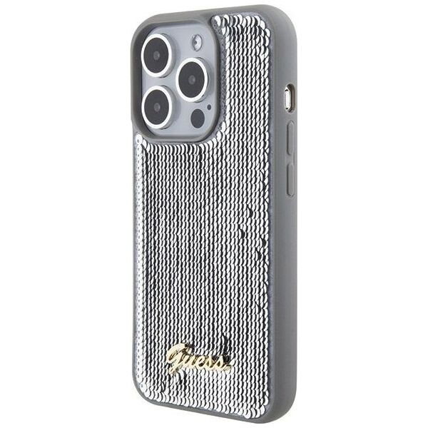 Guess Guess GUHCP15XPSFDGSS iPhone 15 Pro Max 6.7" srebrny/silver hardcase Sequin Script Metal