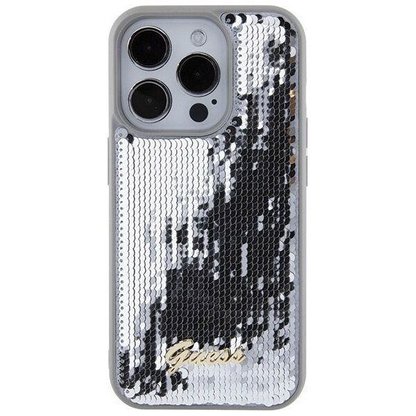 Guess Guess GUHCP15XPSFDGSS iPhone 15 Pro Max 6.7" srebrny/silver hardcase Sequin Script Metal