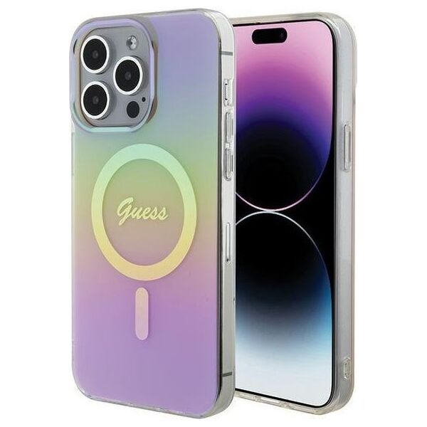 Guess Guess GUHMP15LHITSP iPhone 15 Pro 6.1" różowy/pink hardcase IML Iridescent MagSafe