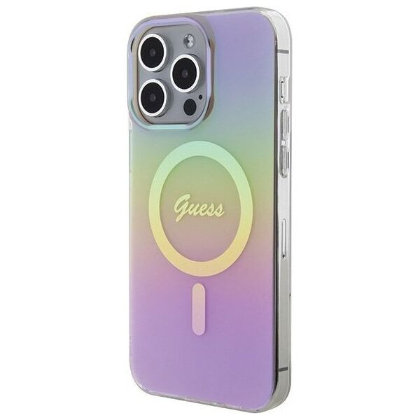 Guess Guess GUHMP15LHITSP iPhone 15 Pro 6.1" różowy/pink hardcase IML Iridescent MagSafe