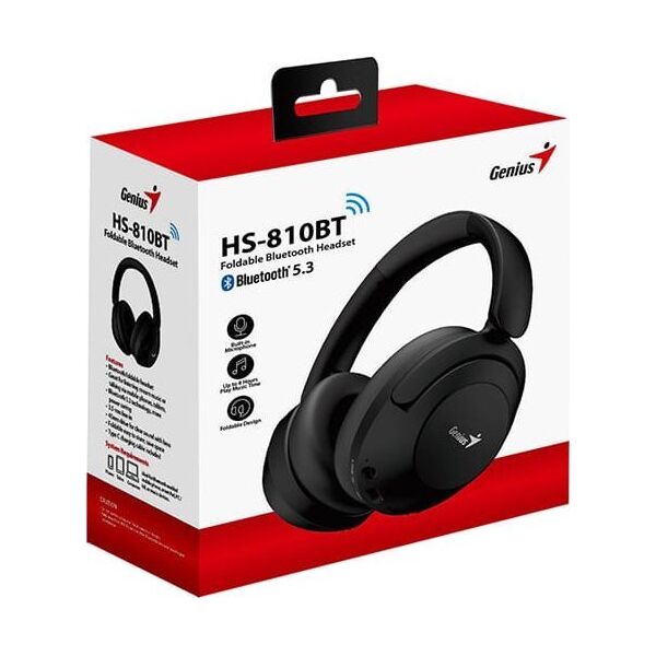 Genius HS-810BT słuchawki z mikrofonem, regulacja głośności, czarna, bluetooth