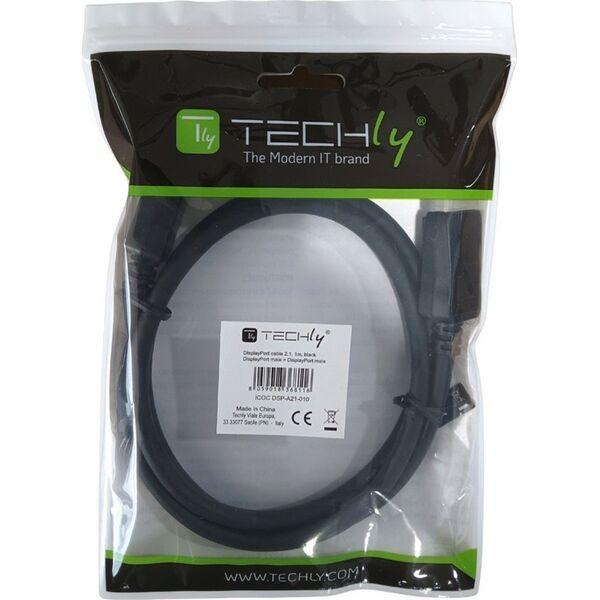 TECHLY DisplayPort 2.1 Audio/Video Cable M/M 4K 1m Black