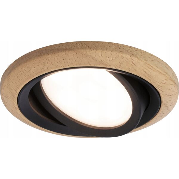 Oprawa do wbudowania LANATI COIN LED 6W 470lm 84mm 2700K IP20 230V drewno / czarny matowy  / aluminium