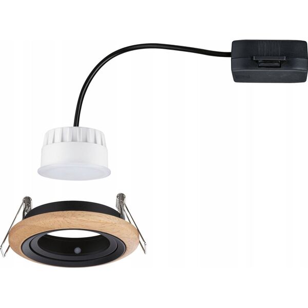 Oprawa do wbudowania LANATI COIN LED 6W 470lm 84mm 2700K IP20 230V drewno / czarny matowy  / aluminium