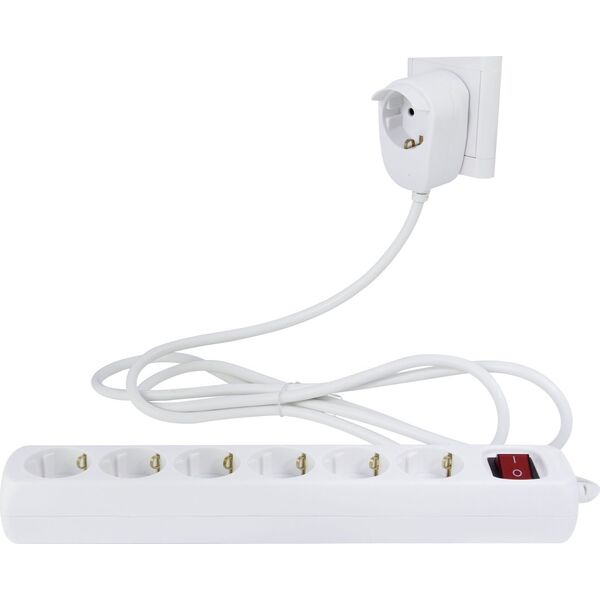 REV REV Multiple Socket Outlet white 6+1-fold 2m Powersplit + switch
