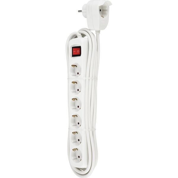 REV REV Multiple Socket Outlet white 6+1-fold 2m Powersplit + switch
