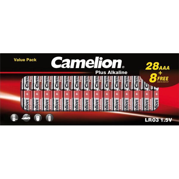 Alkaline cells, LR03 B28+8, AAA, 1.5V, CAMELION, 36 pcs.