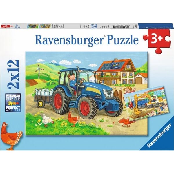 Ravensburger Puzzle 2x12el. Ciężka praca 076161 RAVENSBURGER