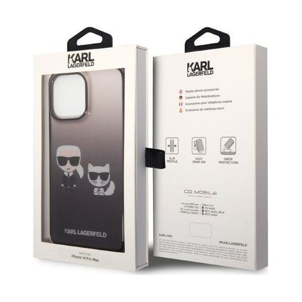 Karl Lagerfeld Etui Karl Lagerfeld do iPhone 14 Pro 6,1" hardcase czarny/black Gradient Ikonik Karl & Choupette