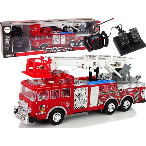 Zdalnie Sterowana Straż Pożarna Pedał Gazu Hamulec Pilot Dźwięk LEAN Toys