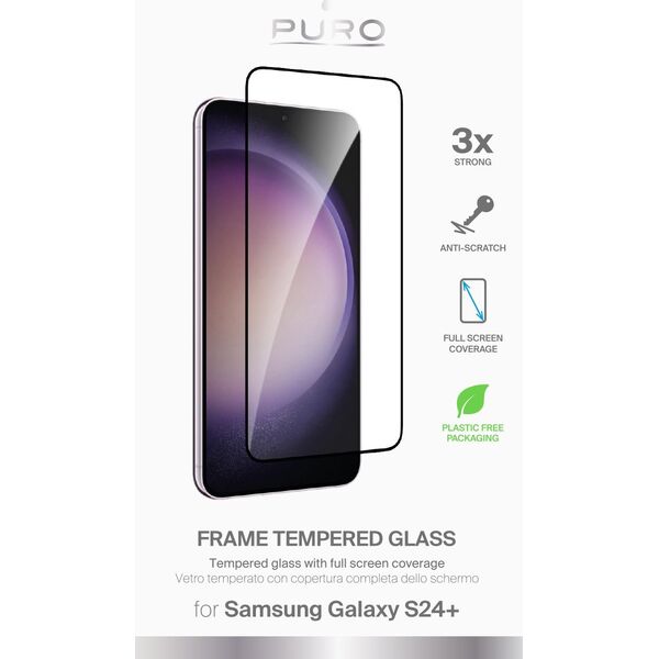 Puro Frame Tempered Glass for  Samsung Galaxy S24+,  black / S25+
