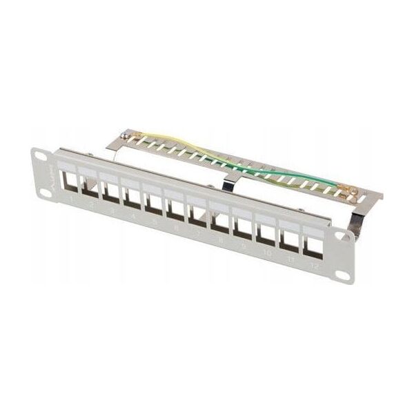 PATCH PANEL PUSTY 12 PORT 1U 10" FTP Z ORGANIZEREM DO MODUŁÓW KEYSTONE SZARY LANBERG