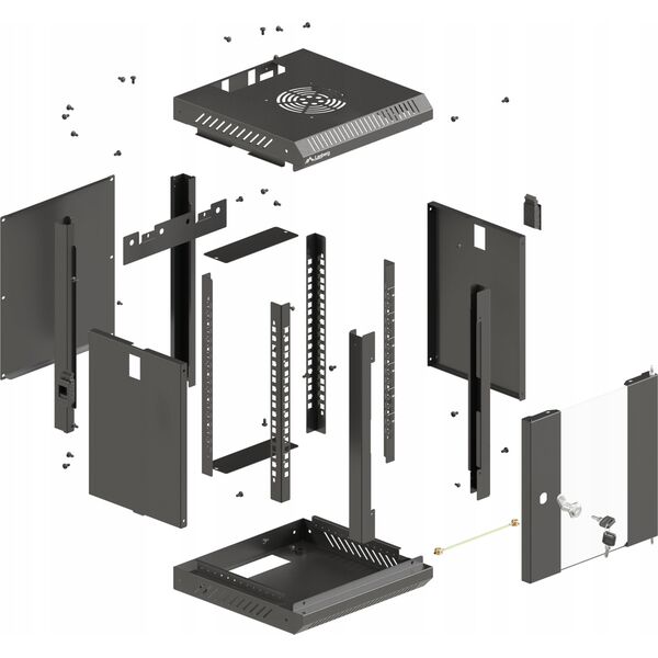 SZAFA INSTALACYJNA RACK WISZĄCA 19" 4U 600X450 SZARA DRZWI PERFOROWANE LANBERG (FLAT PACK)