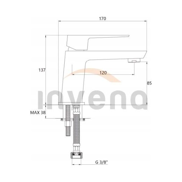 Washbasin faucet INVENA PAROS, low, chrome color