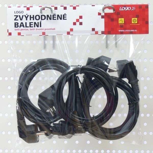 Kabel zasilający Logo Kabel sieciowy 230V zasilacz, CEE7 (widelec)-C13, 2m, VDE approved, czarny, Logo, 5 pack (economy), cena za 1 kus