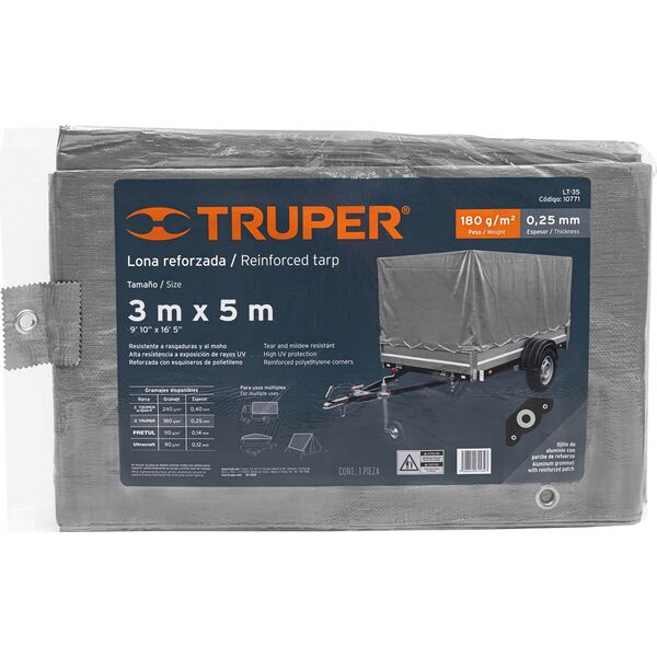 Truper Tentas βαρέως τύπου 3x5m, pilkas, 180g/m2 Truper® 13459406 7506240615347