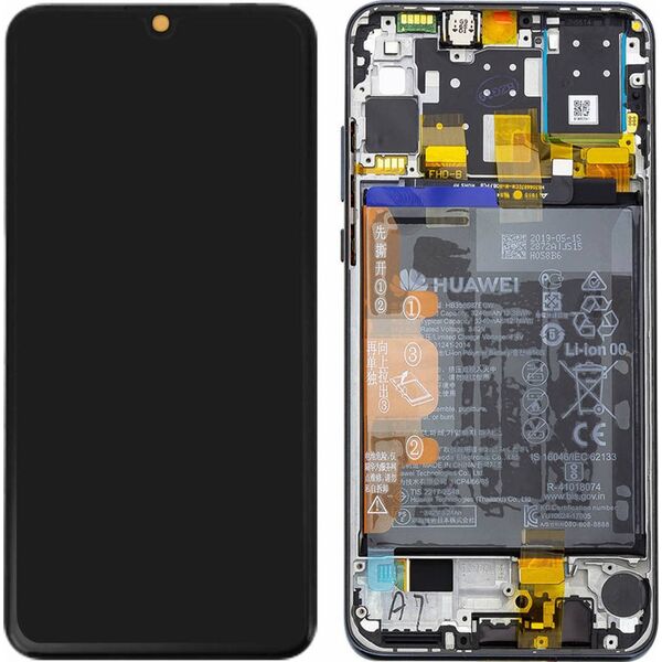Οθόνη LCD Huawei P30 Lite + Μονάδα αφής + Μπροστινό κάλυμμα μαύρο (για φωτογραφία 48MP) (Service Pack) 13843353 8596310000000