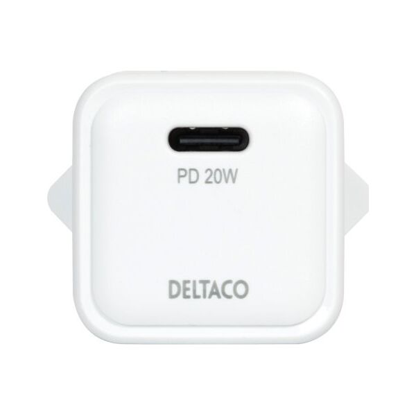 Deltaco USB-C μίνι φορτιστής sieninis įkroviklis DELTACO 1x USB-C, PD 20 W, baltas / USBC-AC150 13432088 7333048057655