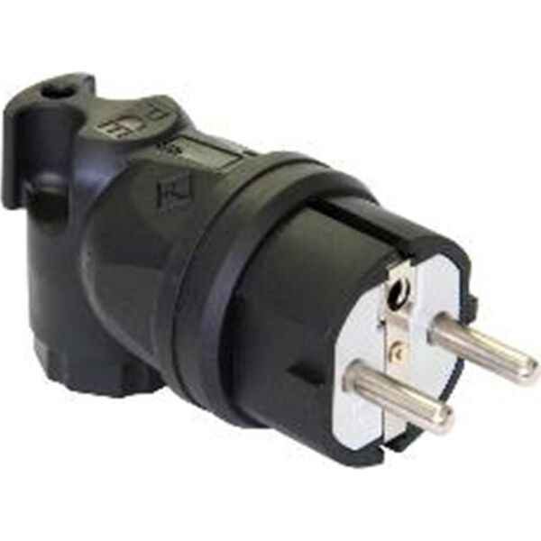 PCESP Φορητό λαστιχένιο βύσμα 16A 2P+Z 230V IP44 uni-schuko γωνιακό PCE Taurus 05821-s μαύρο 13581173 9003399210822
