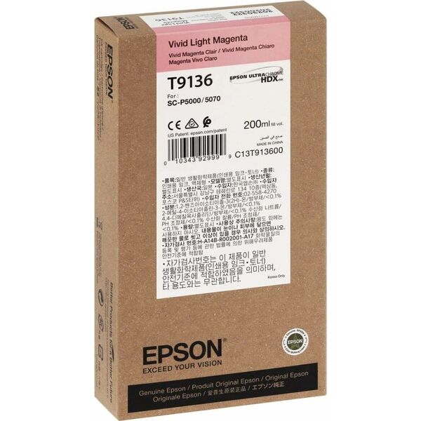Tusz Epson Epson ink cartridge vivid light magenta T 913 200 ml     T 9136N