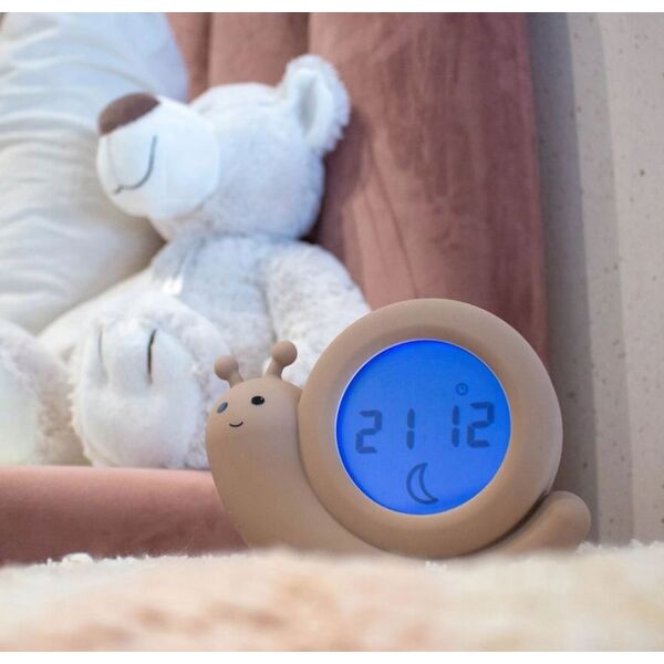 Alecto Baby Simon Snail sleep rhythm learning alarm clock, Taupe