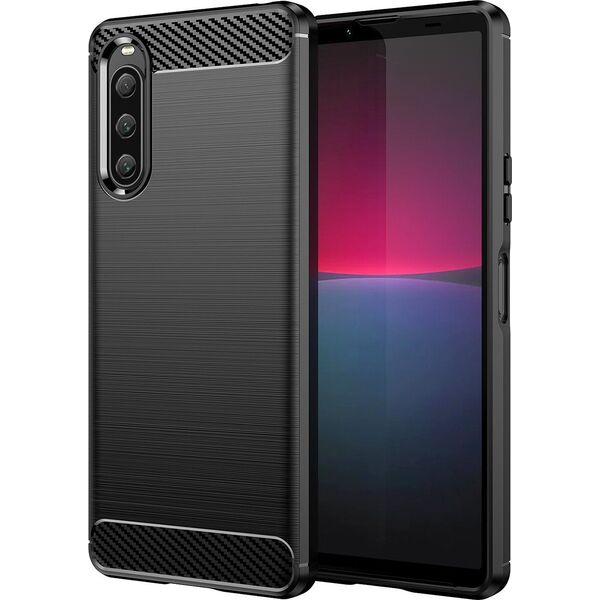 Hurtel Carbon Case etui do Sony Xperia 10 V elastyczny silikonowy karbonowy pokrowiec czarne