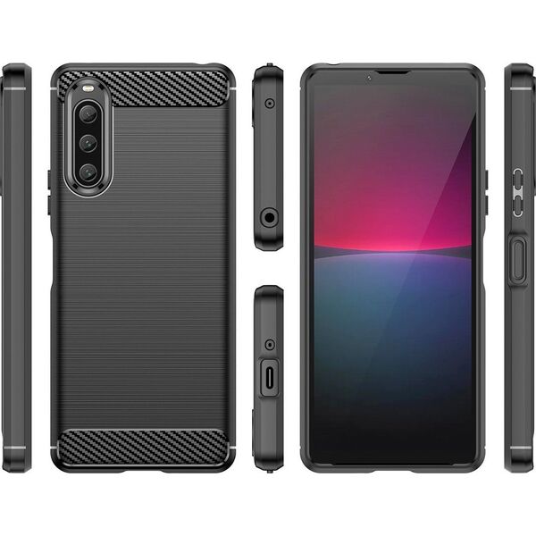 Hurtel Carbon Case etui do Sony Xperia 10 V elastyczny silikonowy karbonowy pokrowiec czarne