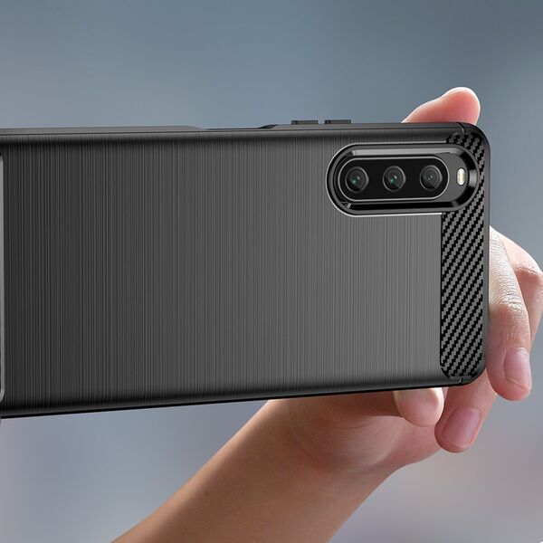 Hurtel Carbon Case etui do Sony Xperia 10 V elastyczny silikonowy karbonowy pokrowiec czarne