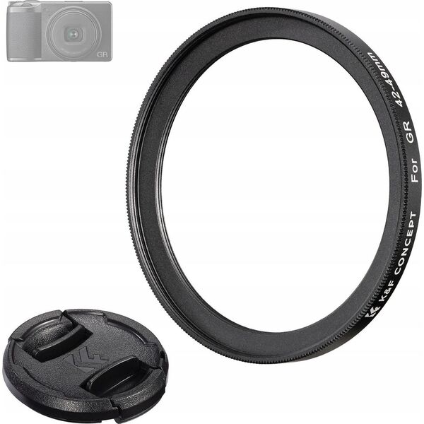 Adapter Redukcja Pierścień 42mm-49mm K&F do Ricoh GR II III IIIx + Dekielek / SKU.2328