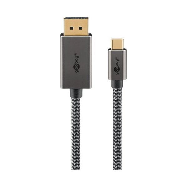 Kabel tekstylny USB-C™ do DisplayPort™ 4K @ 60 Hz, 3 m, czarny srebrny - Długość kabla 3 m