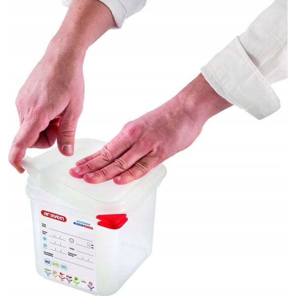 Beholder Araven lufttæt L53xB32.5xH15cm 1/1GN 20.5ltr polypropylen låg klar,1 stk