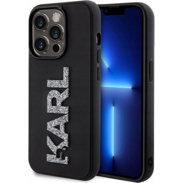 Karl Lagerfeld Karl Lagerfeld KLHCP15X3DMBKCK iPhone 15 Pro Max 6.7" czarny/black hardcase 3D Rubber Glitter Logo