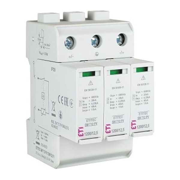 Etipo απαγωγέας υπερτάσεων ETI Polam ETITEC SM T1 T2 B C 002440630 για Φ/Β συστήματα SM T12 1200/6,25 Y 13477089 3838895878124