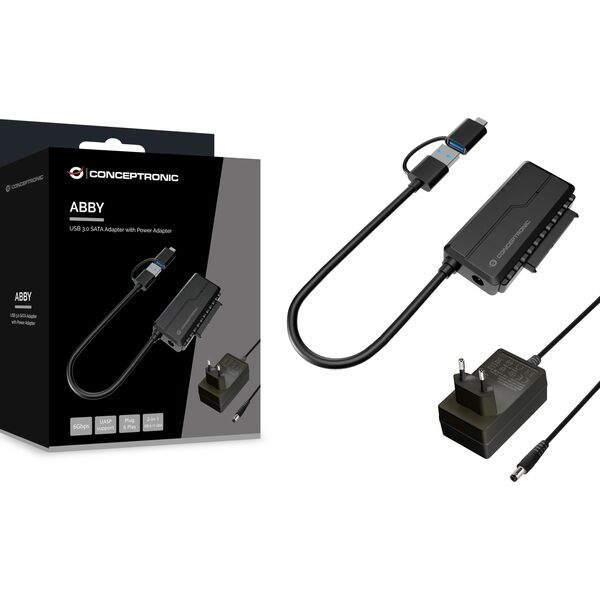 Conceptronic ABBY21B zmieniacz płci / kabli USB Type-A SATA 22-pin Czarny