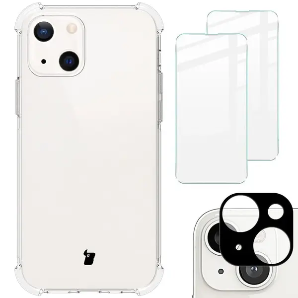 Bizon Case Clear Pack case + 2x screen glass + lens glass Apple iPhone 13 clear
