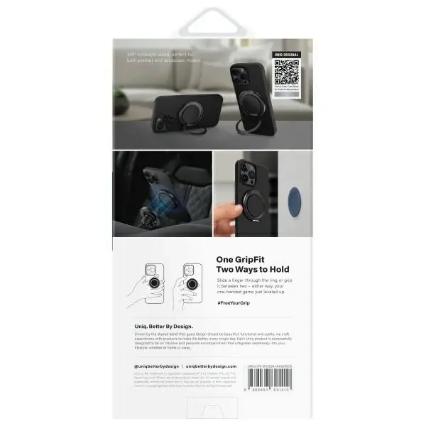 UNIQ Keva Air iPhone 16 Pro 6.3" Magclick Charging Case Black/Carbon Black
