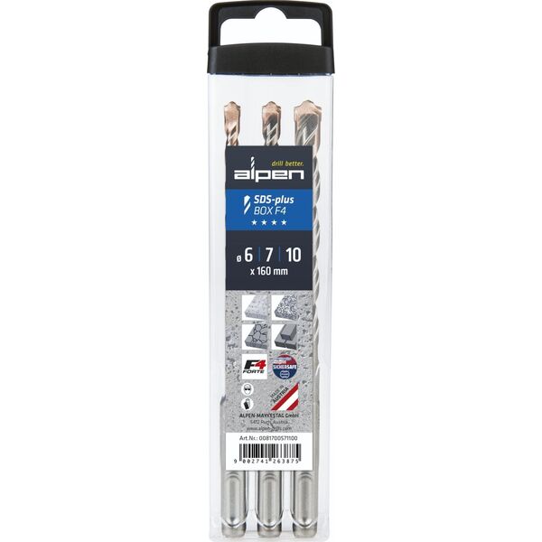 Τρυπάνι Alpen Alpen SDS+ F4 Κουτί 3 τεμ. 6-7-10 x 160 13671685 9002741263875