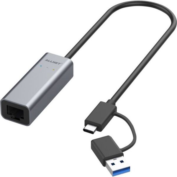 Allnet ALLNET USB 3.0 Type-C&A Ethernet Adapter 2.5 Multi-Gigabit LAN ALL-NC-2.5G-USBC/A *ALLTRAVEL* 13691812 4038816128812