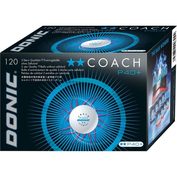 Μπάλα επιτραπέζιας αντισφαίρισης Donic DONIC P40+ Coach 2 αστέρων 120 τμχ Λευκό 13960676 4250819003044