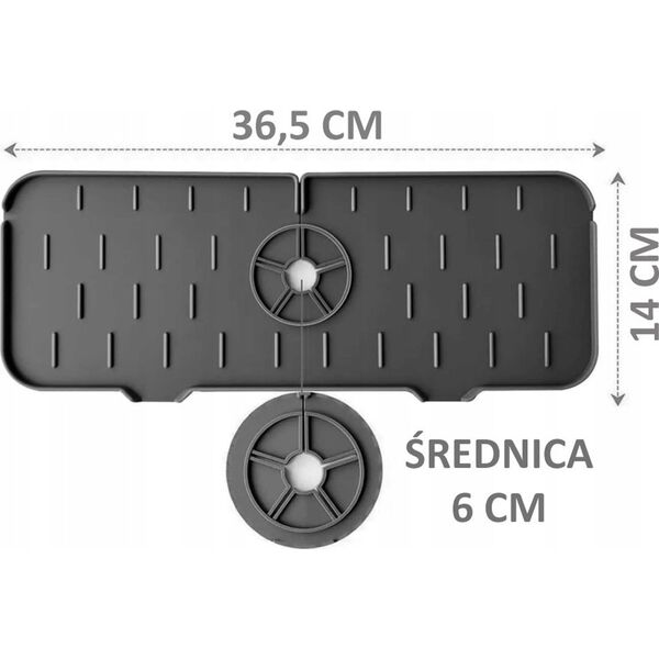 UNIWERSALNA MATA OCIEKOWA SILIKONOWA DO ZLEWU ZLEWOZMYWAKA 36,5 x 14cm BRUNBESTE BB-3247 SZARA