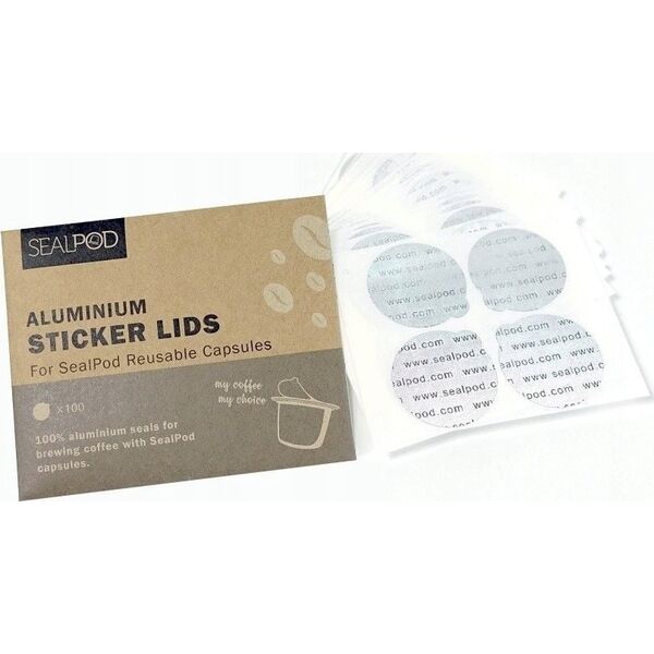 Aluminum sticker lids for reusable capsules Sealpod Nespresso, 100 pcs.