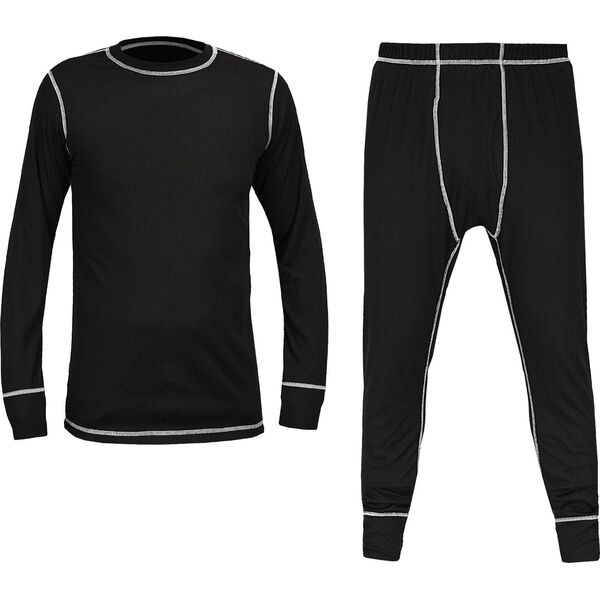Thermal clothing set, 100% polyester, black, size L