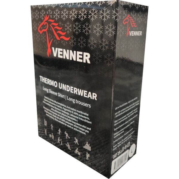 Thermal clothing set, 100% polyester, black, size L