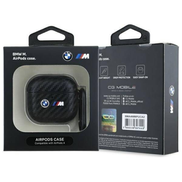 Original Case APPLE AIRPODS 4 BMW Carbon Double Metal Logo (BMA4WMPUCA2) black 3666339397449