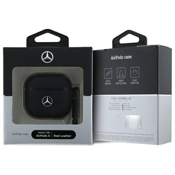 Case APPLE AIRPODS 4 Mercedes Leather Metal Logo Cover (MEA4CSLBK) black 3666339397500