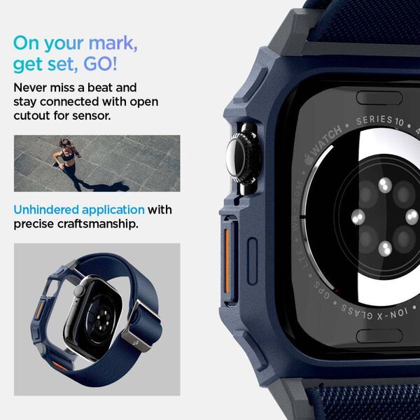 Case APPLE WATCH 10 (46MM) Spigen Lite Fit ”Pro” navy blue 8809971237550